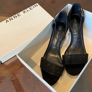 Anne Klein Black Rhinestone Platform Heels